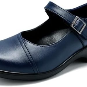 Ysekloiy Women's Mary Jane Shoes - Arch Support Leather Comfort Loafers - Round Toe Ankle Strap Classics for Everyday We