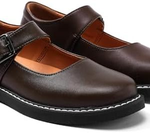 PEDASVON Women's Leather Mary Jane Oxford Shoes - Non-Slip Vintage Buckle Design for Casual & Formal Wear - Comfortable